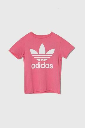 Otroška bombažna kratka majica adidas Originals TREFOIL TEE roza barva - roza. Otroška lahkotna kratka majica iz kolekcije adidas Originals. Model izdelan iz pletenine