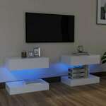TV omarica z LED lučkami 2 kosa visok sijaj bela 60x35 cm