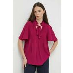 Majica Lauren Ralph Lauren ženska, vijolična barva - vijolična. Bluza iz kolekcije Lauren Ralph Lauren, izdelana iz lahke tkanine. Model iz izjemno udobne, zračne tkanine.