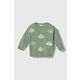 Otroški pulover z mešanico volne United Colors of Benetton zelena barva - zelena. Pulover za dojenčka iz kolekcije United Colors of Benetton. Model izdelan iz mehke pletenine.