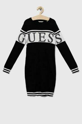 Otroška obleka Guess črna barva - črna. Otroški obleka iz kolekcije Guess. Model izdelan iz elastične pletenine. Model iz mehke in na otip prijetne tkanine.