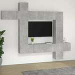 vidaXL Komplet TV omaric 9-delni betonsko siv inženirski les