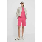 Kratke hlače United Colors of Benetton ženski, roza barva - roza. Kratke hlače iz kolekcije United Colors of Benetton, izdelane iz gladke pletenine. Model iz izjemno udobne tkanine z visoko vsebnostjo bombaža.
