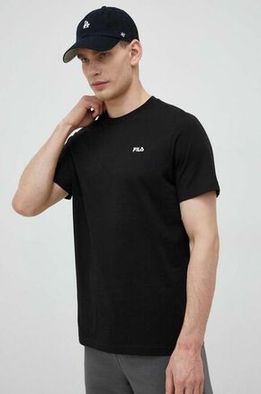 Bombažna kratka majica Fila črna barva - črna. Kratka majica iz kolekcije Fila. Model izdelan iz enobarvne pletenine. Visokokakovosten material