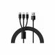 VEGER V303 pleteni kabel, 3v1, USB-A na USB-C/Lightning/MicroUSB, 1,2 m, črn