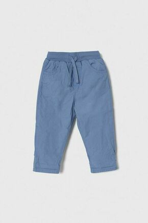 Otroške bombažne hlače United Colors of Benetton - modra. Otroški hlače iz kolekcije United Colors of Benetton. Model izdelan iz enobarvne tkanine. Model iz izjemno udobne bombažne tkanine