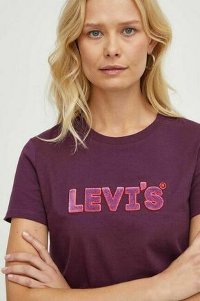 Bombažna kratka majica Levi's vijolična barva - vijolična. Kratka majica iz kolekcije Levi's