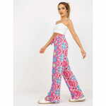 ITALY MODA Ženske hlače s širokimi nogavicami in vzorci PATY roza DHJ-SP-13587.66P_388152 Univerzalni