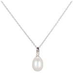 JwL Luxury Pearls Srebrna ogrlica s pravim biserom JL0436 (veriga, obesek) (Dolžina 45 cm) srebro 925/1000
