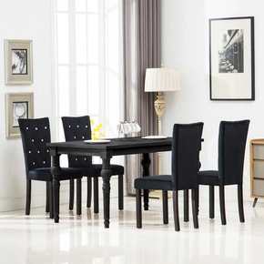 VidaXL Jedilni stoli 4 kosi žamet črne barve