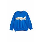Otroški bombažen pulover Mini Rodini - modra. Otroški pulover iz kolekcije Mini Rodini. Model izdelan iz pletenine s potiskom.