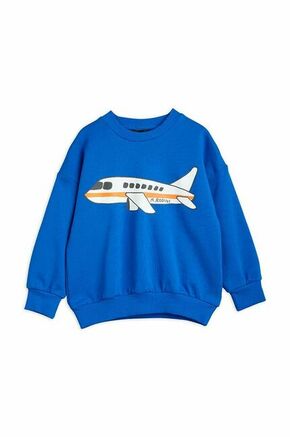 Otroški bombažen pulover Mini Rodini - modra. Otroški pulover iz kolekcije Mini Rodini. Model izdelan iz pletenine s potiskom.