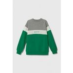 Otroški pulover United Colors of Benetton zelena barva - zelena. Otroški pulover iz kolekcije United Colors of Benetton. Model izdelan iz elastične pletenine. Izjemno udobna tkanina z visoko vsebnostjo bombaža.