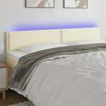 Greatstore LED posteljno vzglavje krem 180x5x78/88 cm umetno usnje