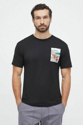 Športna kratka majica Smartwool Mountain Patch Graphic črna barva - črna. Športna kratka majica iz kolekcije Smartwool. Model izdelan iz elastičnega materiala z merino volno.