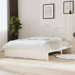 Greatstore Okvir za posteljo, bela barva, masivni les, 140 x 190 cm
