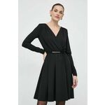 Obleka Twinset črna barva - črna. Obleka iz kolekcije Twinset. Model izdelan iz elastične pletenine. Poliester zagotavlja večjo odpornost na gubanje.
