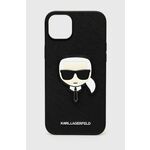Karl Lagerfeld ovitek za iPhone 14 Plus, Saffiano črn (KLHCP14MSAPKHK)