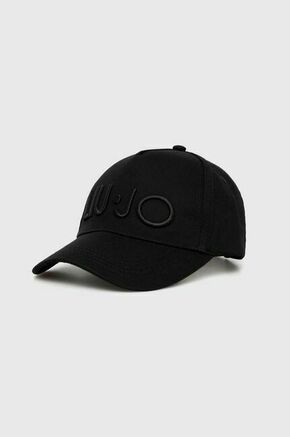 Bombažna bejzbolska kapa Liu Jo črna barva - črna. Kapa s šiltom vrste baseball iz kolekcije Liu Jo. Model izdelan iz materiala z nalepko.