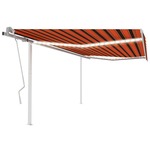 vidaXL Ročno zložljiva tenda z LED lučkami 4,5x3,5 m oranžna in rjava