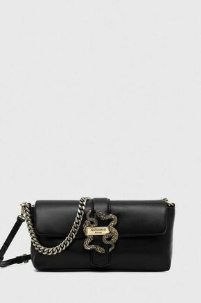 Torbica Just Cavalli črna barva - črna. Srednje velika torbica iz kolekcije Just Cavalli. Model na zapenjanje