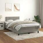 Greatstore Box spring postelja z vzmetnico svetlo siva 120x200 cm žamet