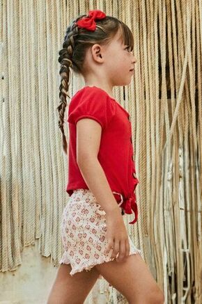 Otroške hlače Mayoral oranžna barva - oranžna. Otroški hlače iz kolekcije Mayoral. Model izdelan iz vzorčaste tkanine. Model iz izjemno udobne tkanine z visoko vsebnostjo bombaža.