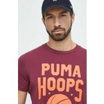 Bombažna kratka majica Puma moški, bordo barva - bordowy. Kratka majica iz kolekcije Puma, izdelana iz elastične pletenine. Model iz zračne bombažne tkanine.