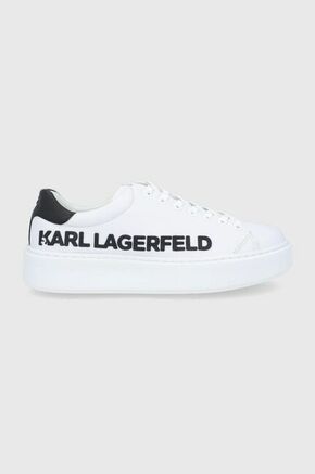Karl Lagerfeld usnjeni čevlji bela barva - bela. Čevlji iz kolekcije Karl Lagerfeld. Model izdelan iz naravnega usnja.