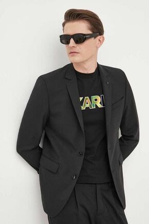 Volnen suknjič Karl Lagerfeld črna barva - črna. Suknjič iz kolekcije Karl Lagerfeld. Model izdelan iz enobarvnega materiala. Debel