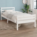 shumee Okvir za posteljo, bel, masivni les, 75x190 cm, enojni