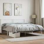 Greatstore Kovinski posteljni okvir z vzglavjem bel 150x200 cm