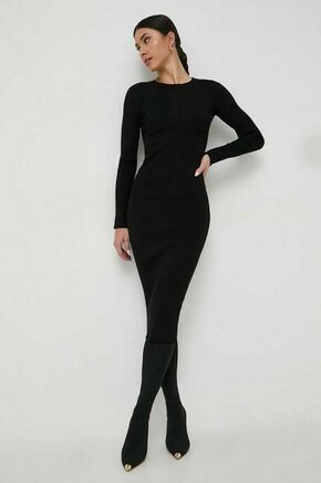 Obleka Marella črna barva - črna. Obleka iz kolekcije Marella. Model izdelan iz enobarvne pletenine. Model iz izjemno udobne tkanine z visoko vsebnostjo viskoze.