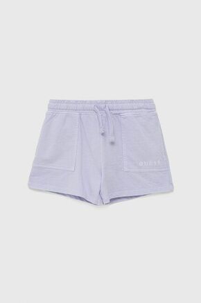 Otroške bombažne kratke hlače Guess vijolična barva - vijolična. Otroški kratke hlače iz kolekcije Guess. Model izdelan iz pletenine.
