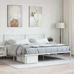 Greatstore Kovinski posteljni okvir z vzglavjem bel 193x203 cm