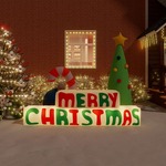 vidaXL Napihljiva dekoracija Merry Christmas z LED lučkami 197 cm