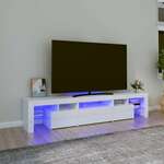 vidaXL TV omarica z LED lučkami visok sijaj bela 200x36,5x40 cm