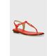 Usnjeni sandali MICHAEL Michael Kors Mallory ženski, rdeča barva, 40S1MAFA2L - rdeča. Sandali iz kolekcije MICHAEL Michael Kors. Model je izdelan iz naravnega usnja. Model z mehkim, oblikovanim vložkom zagotavlja udobje.