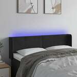 vidaXL LED posteljno vzglavje črno 147x16x78/88 cm žamet