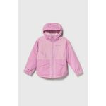 Otroška jakna Columbia Rainy Trails Fleece roza barva - roza. Otroška jakna iz kolekcije Columbia. Prehoden model, izdelan iz gladkega materiala. Mehko oblazinjena sredina zagotavlja visoko raven udobja.
