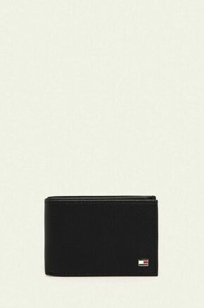 Tommy Hilfiger usnjena denarnica - črna. Mala denarnica iz kolekcije Tommy Hilfiger. Model izdelan iz naravnega usnja.