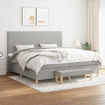 Box spring postelja z vzmetnico svetlo siva 200x200 cm blago - vidaXL - Siva - 95,98 - 200 x 200 cm - vidaXL