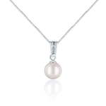 JwL Luxury Pearls Elegantna ogrlica z morskim biserom in kristali JL0658 (verižica, obesek) srebro 925/1000
