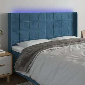 Shumee LED posteljno vzglavje temno modro 163x16x118/128 cm žamet