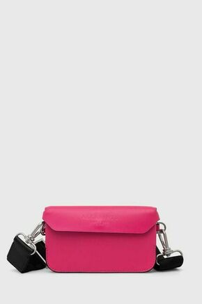 Usnjena torbica AllSaints roza barva - roza. Majhna torbica iz kolekcije AllSaints. Model na zapenjanje