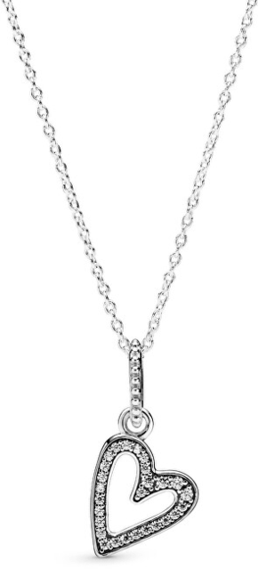 Pandora Srebrna ogrlica s svetlečim srcem 398688C01-50 srebro 925/1000