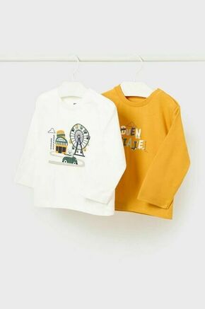 Otroška bombažna majica z dolgimi rokavi Mayoral 2-pack rumena barva - rumena. Majica z dolgimi rokavi za dojenčka iz kolekcije Mayoral. Model izdelan iz pletenine s potiskom.