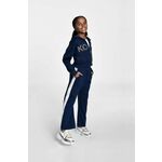 Otroški pulover Michael Kors mornarsko modra barva, s kapuco - mornarsko modra. Otroški pulover s kapuco iz kolekcije Michael Kors, izdelan iz tanke, elastične pletenine. Model iz izjemno udobne in zračne tkanine je idealen za toplejše letne čase.