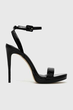 Sandali Aldo črna barva - črna. Sandali iz kolekcije Aldo. Model izdelan iz imitacije lakastega usnja.