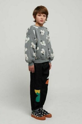 Otroški bombažen pulover Bobo Choses siva barva - siva. Otroški pulover iz kolekcije Bobo Choses. Model izdelan iz vzorčaste pletenine.